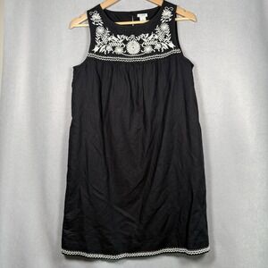 J. Crew Embroidered Shift Dress Boho Granola Hippie Linen Cotton Blend